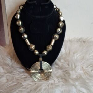 Chico's Bold Brass Color Modeenist Necklace NWT